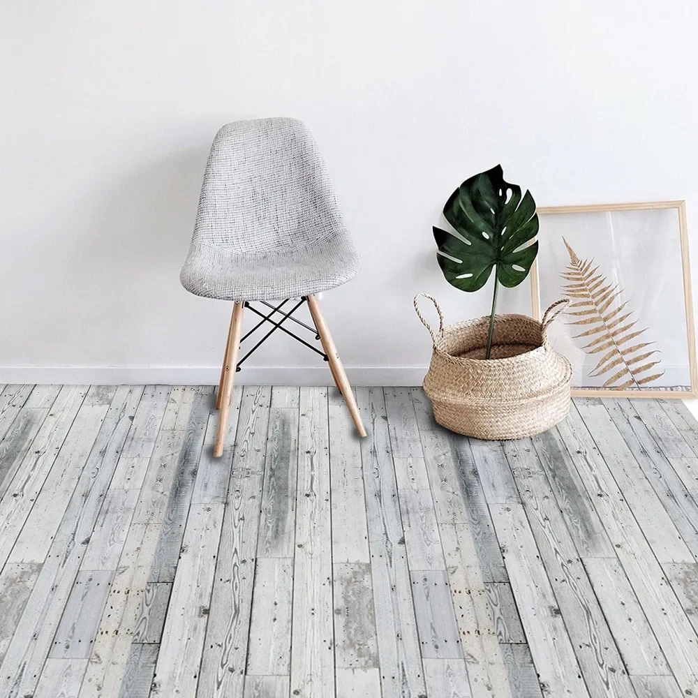 1 Roll Peel and Stick Floor Tile Waterproof Wood PVC Tile Stickers, Self-Adhesive DIY Flooring Tiles for Bedroom Living Room