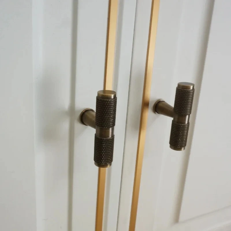 1pcs Light luxurious contracted bronze solid brass knurled handle drawer door handle cabinet knobs