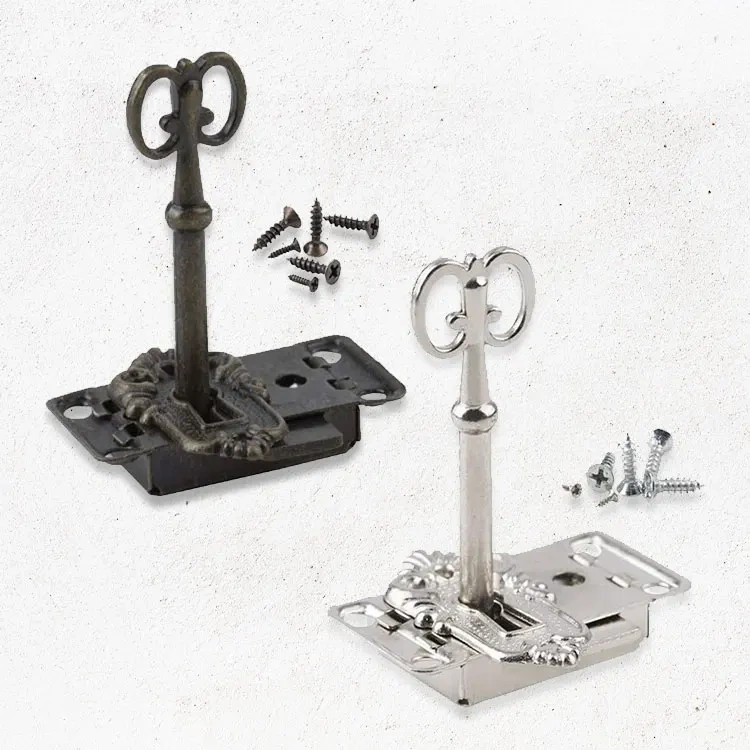 Antique Iron Door Lock Drawer Jewelry Wooden Box Cabinet Cabinet Door Lock + Key Furniture Hardware Dual Color Optional