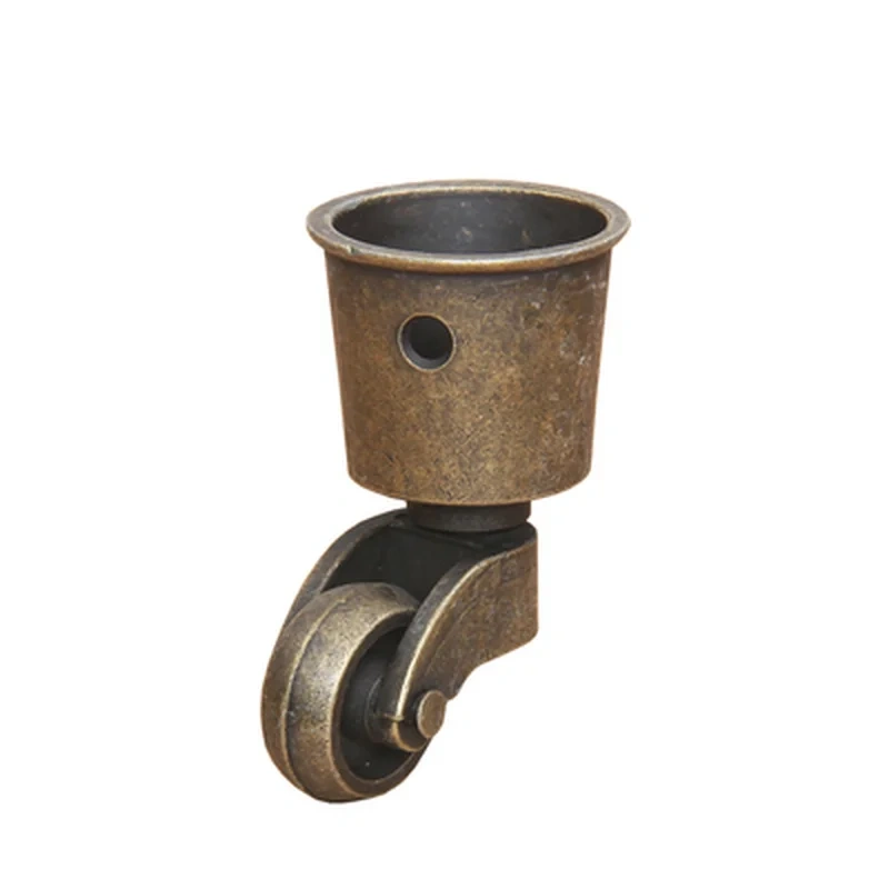 4PCS/LOT 38*63mm Premintehdw Zinc Round Cup Caster Swivel Castor Castors Brush Brass Finish