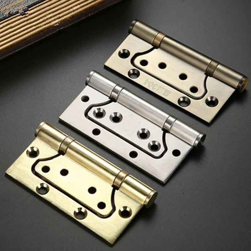 6-color Available Durable Stainless Steel Hinge 4 inch Hinge Free Slotted Wooden Door Heavy Hinge Indoor off-axis Hinge 1 PCS
