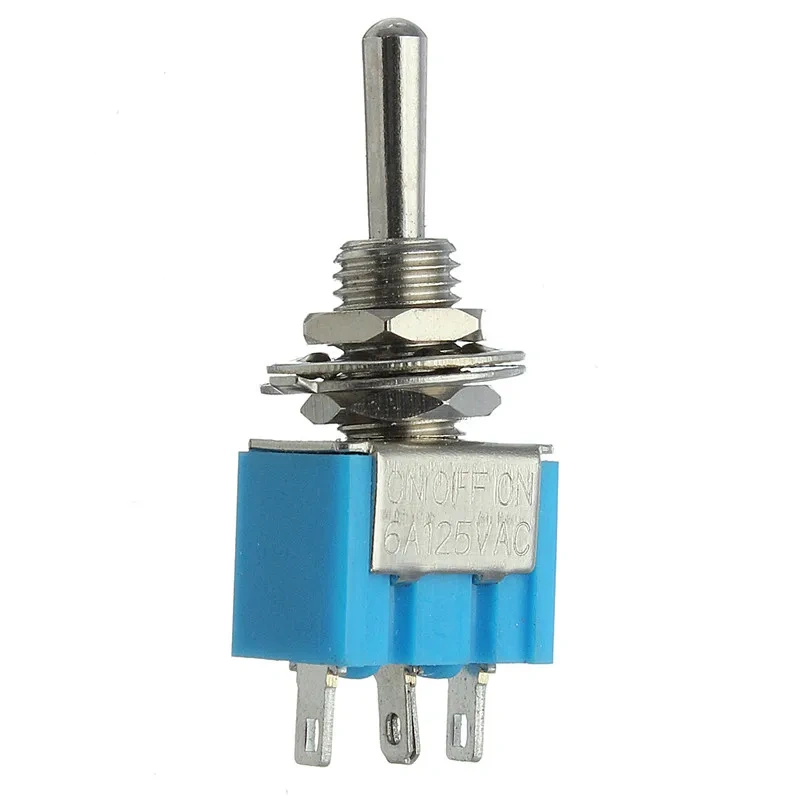 5pcs/lot Blue Mini 3-Pin SPDT ON / OFF / ON AC 125V/6A Miniature Toggle Switches