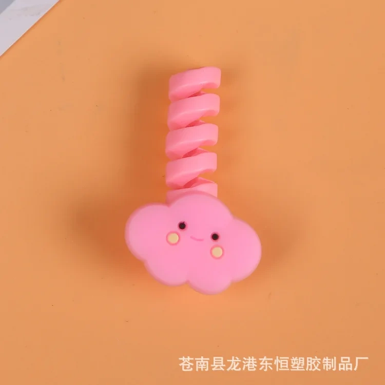 Cartoon spiral data cable charging cable silicone protective cover break protective cover silicone winding device  Protector