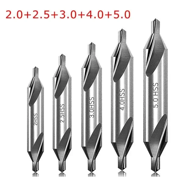 5/6/7Pcs Center Drill Bits Set 60-Degree Angle Center Drill Bits Kit Countersink Tools for Lathe Metalworking 1/1.5/2/2.5/3/4/5