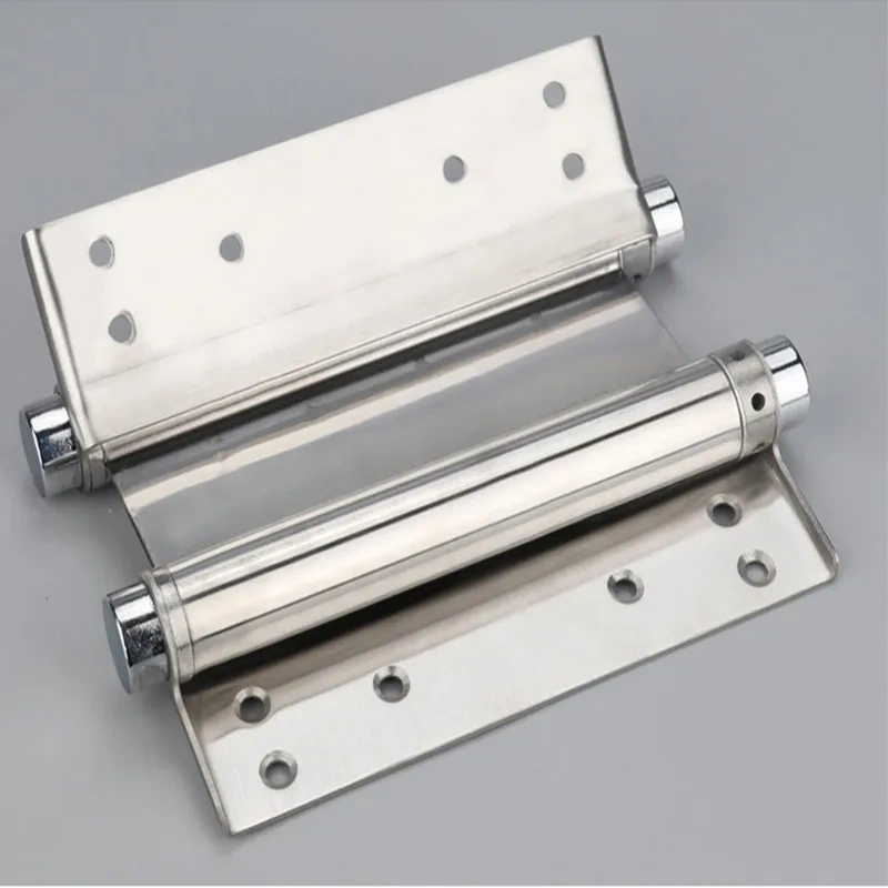 2Pcs  Stainless steel double spring hinge cowboy door hinge automatic closing bar double opening hinge grille door