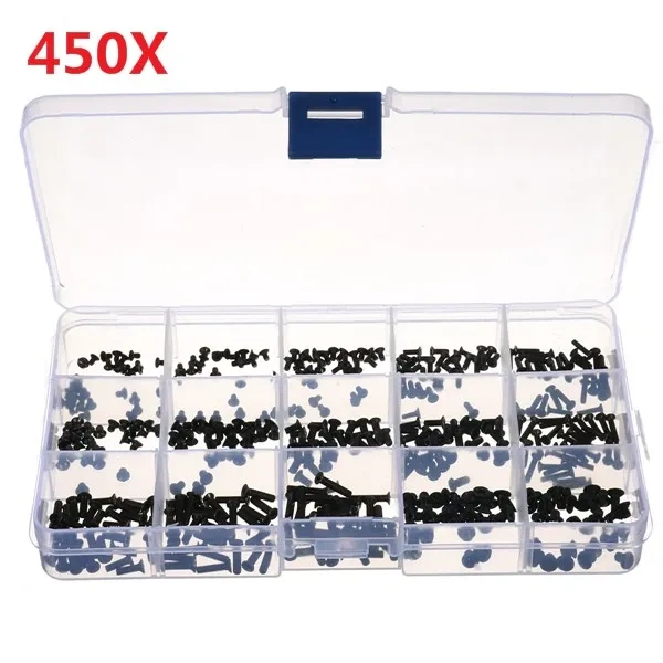 450Pcs/Set Laptop Computer Screws Kit Assemble Fastening Flat Head Black Repair Case For IBM For Dell For Lenovo For Samsung