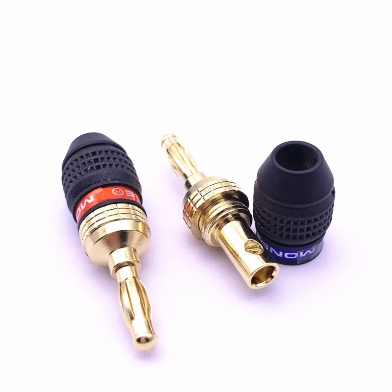 8PCS 4MM Banana Plug Monster 24K Gold Plated Pure Copper Speaker Adapter Screw Speaker Plugs Audio Connectors Plugs