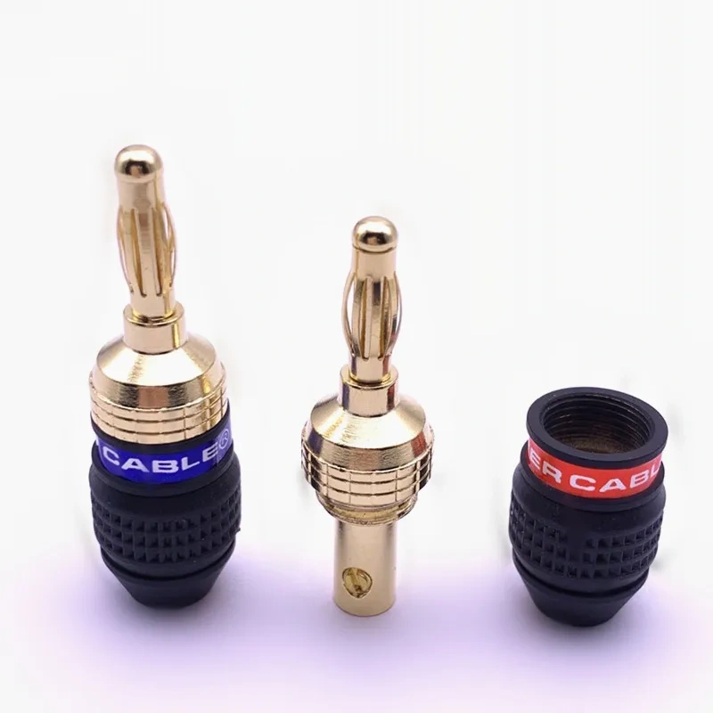 8PCS 4MM Banana Plug Monster 24K Gold Plated Pure Copper Speaker Adapter Screw Speaker Plugs Audio Connectors Plugs