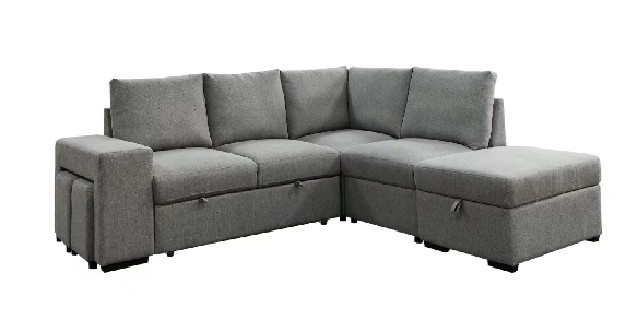 YZ-5201 | Sectional Sofa Bed with Storage & Ottoman
