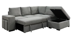 YZ-5201 | Sectional Sofa Bed with Storage & Ottoman