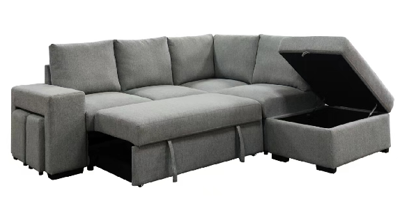 YZ-5201 | Sectional Sofa Bed with Storage & Ottoman