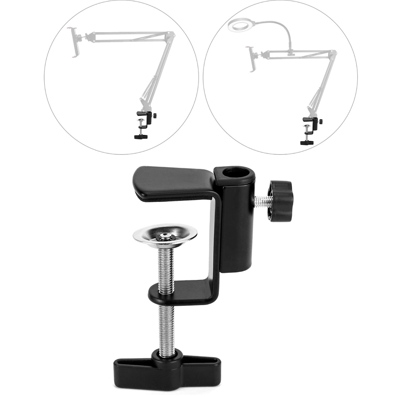QWORK Universal Desk C-Clamp with 1/2" Thread Hole, 4 Pack Adjustable Metal Mounting Table Clamp, Desk Light Clamp Mount Holder for Swing Arm Magnifying Desk Lamp Microphone Camera