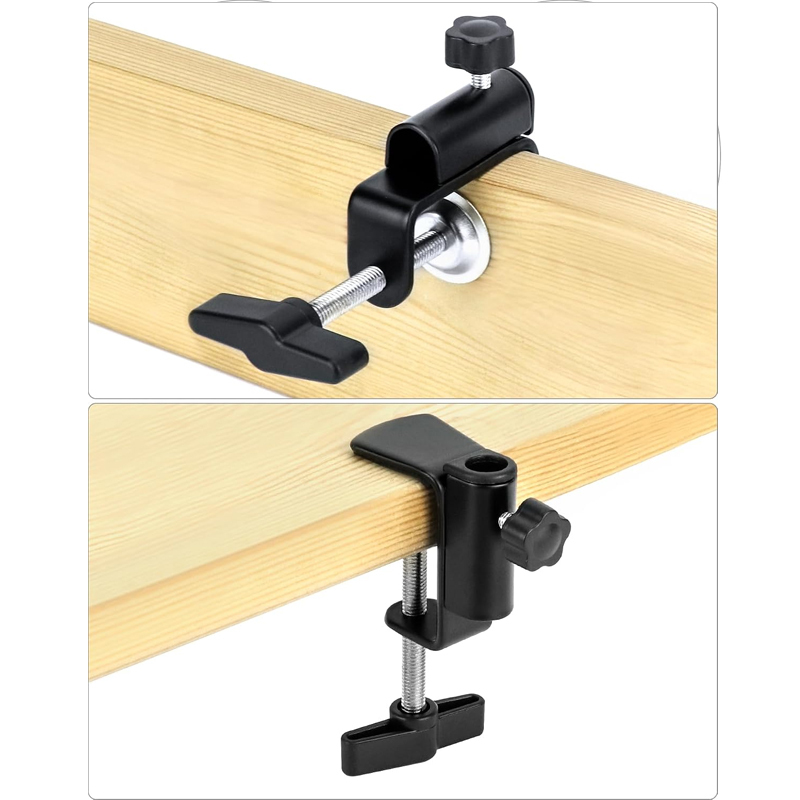 QWORK Universal Desk C-Clamp with 1/2" Thread Hole, 4 Pack Adjustable Metal Mounting Table Clamp, Desk Light Clamp Mount Holder for Swing Arm Magnifying Desk Lamp Microphone Camera
