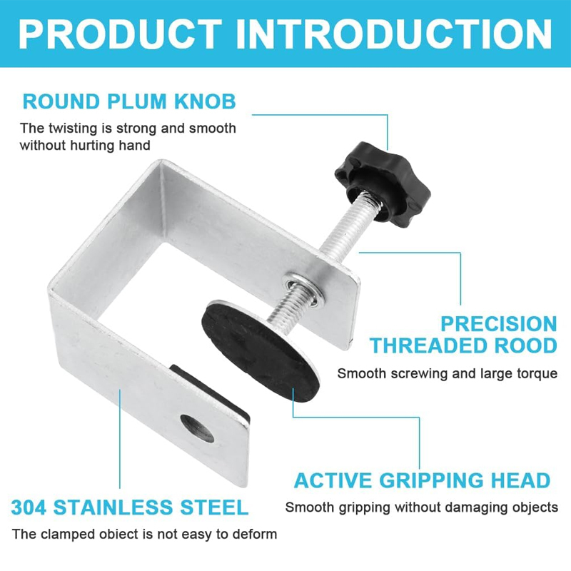 Dual C Clamp Desk Mount Bracket, Heavy Duty Adjustable Table Edge Clamp Holder for Camera, Microphone, LED Light, Monitor Arm, Universal Desktop Mounting Clamp with Multi-direction Knob