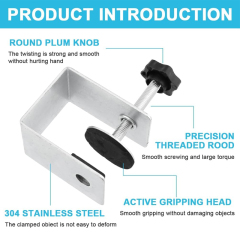 Dual C Clamp Desk Mount Bracket, Heavy Duty Adjustable Table Edge Clamp Holder for Camera, Microphone, LED Light, Monitor Arm, Universal Desktop Mounting Clamp with Multi-direction Knob