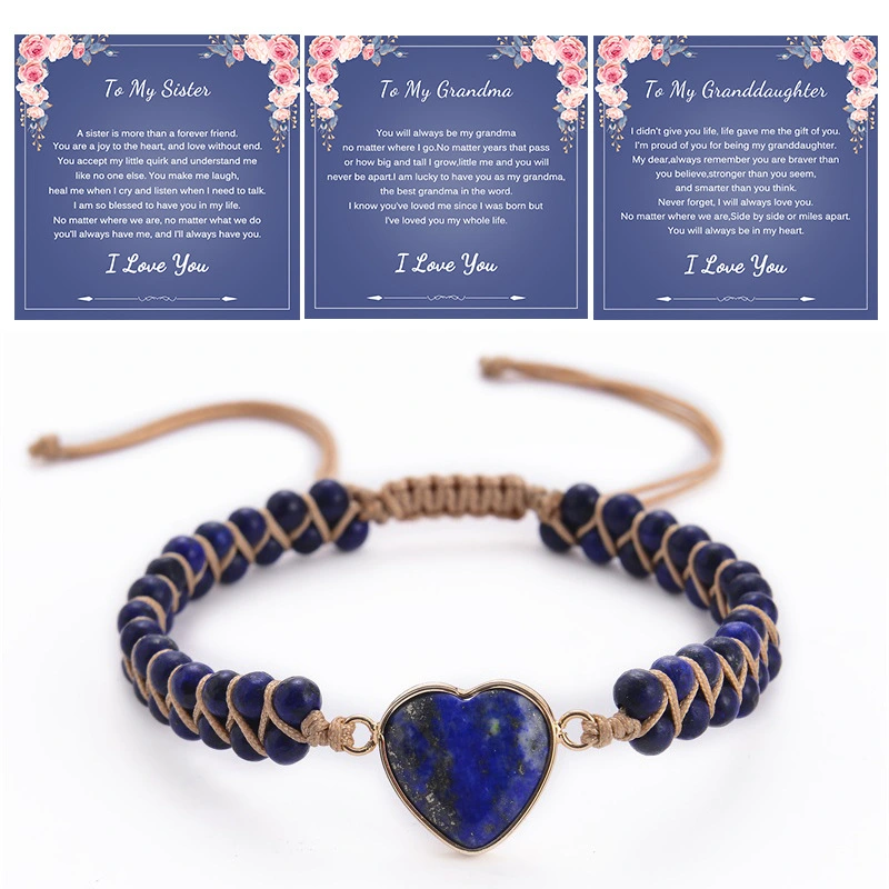 Qi Mai Stone, natural stone, heart-shaped bead bracelet. A card is included. It's on special offer.