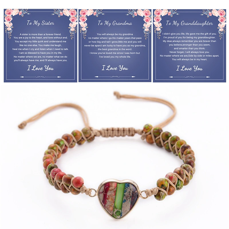 Qi Mai Stone, natural stone, heart-shaped bead bracelet. A card is included. It's on special offer.