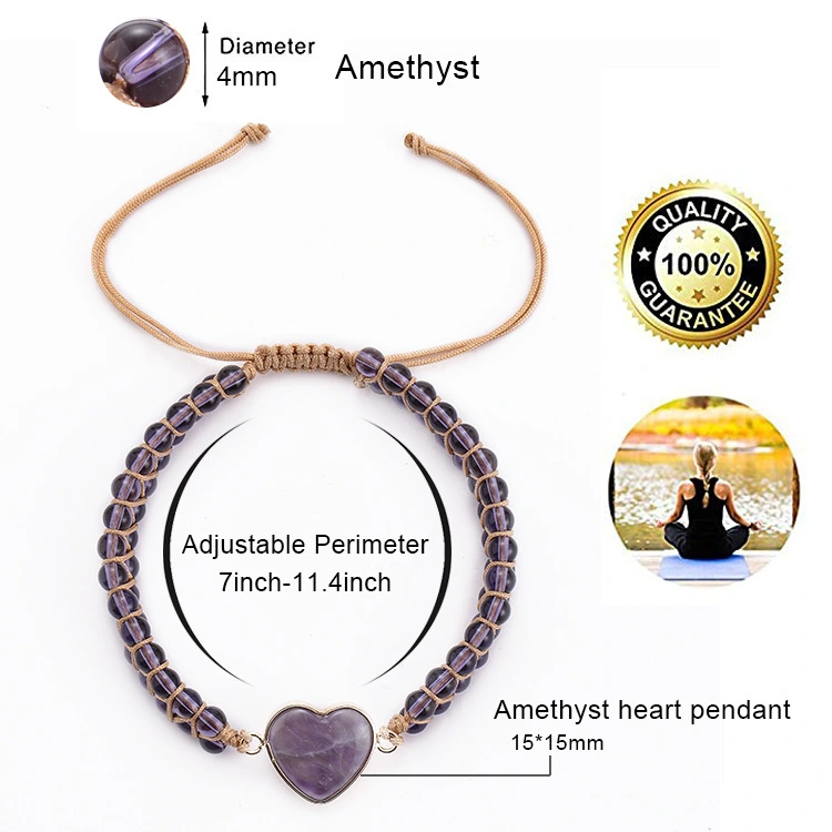 Qi Mai Stone, natural stone, heart-shaped bead bracelet. A card is included. It's on special offer.