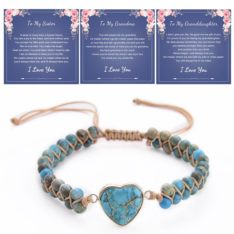 Qi Mai Stone, natural stone, heart-shaped bead bracelet. A card is included. It's on special offer.