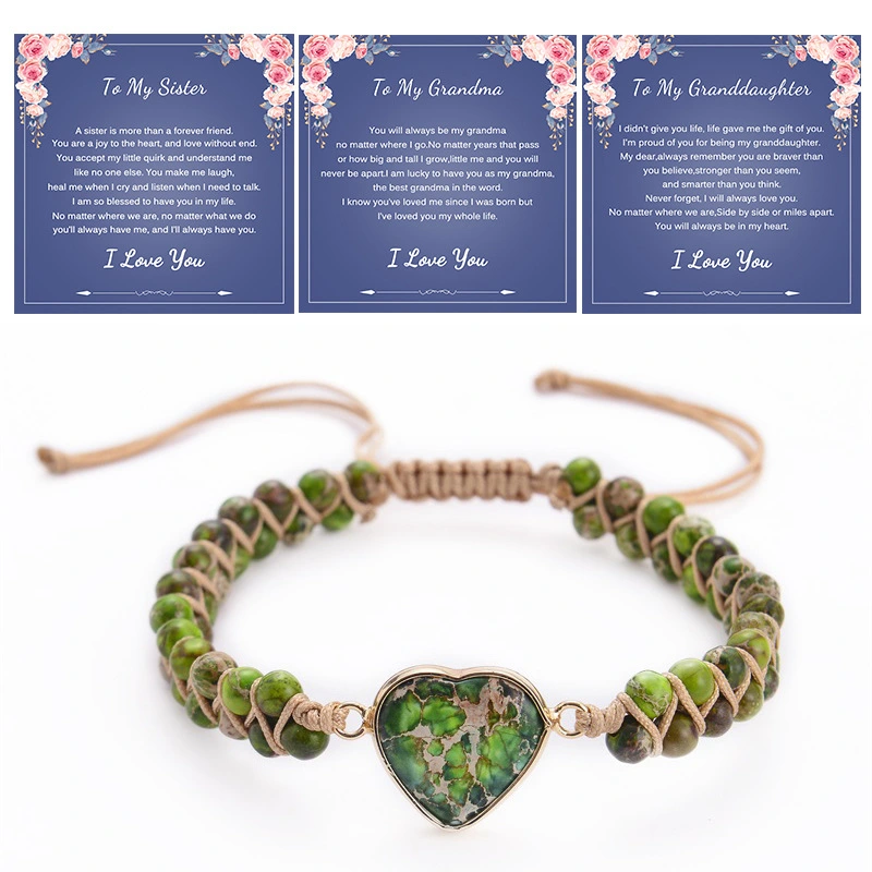 Qi Mai Stone, natural stone, heart-shaped bead bracelet. A card is included. It's on special offer.