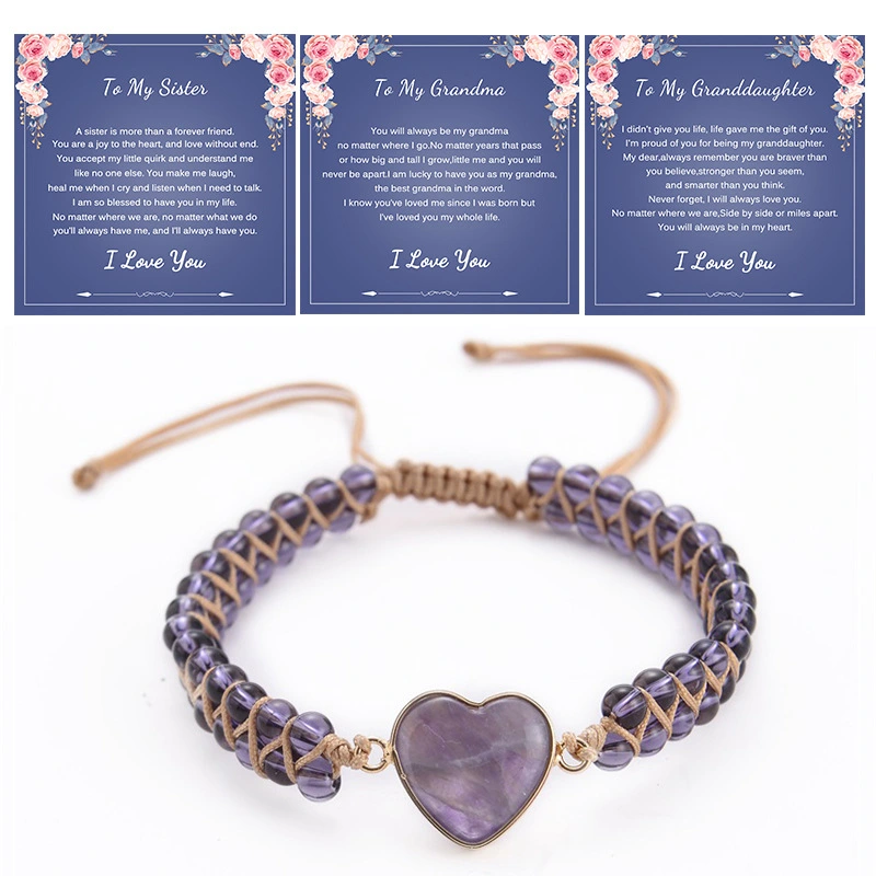Qi Mai Stone, natural stone, heart-shaped bead bracelet. A card is included. It's on special offer.