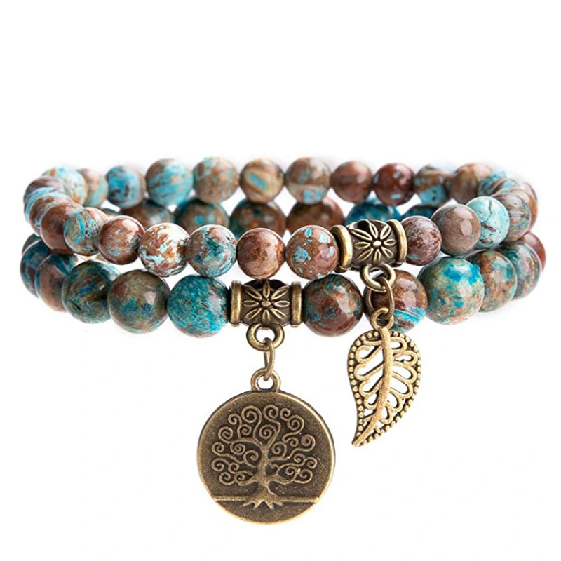 Bracelet Set with Life Tree Leaf Pendants,Tree of Life Bracelet