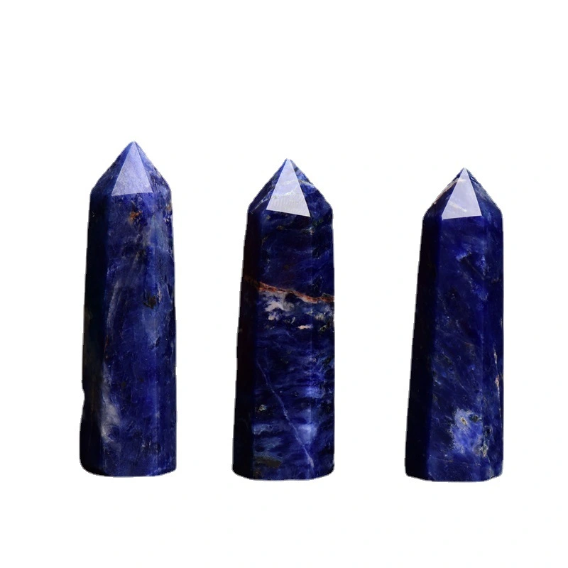 Natural blue-veined stone crystal columns can calm emotions, enhance communication and expression, and boost leadership and creativity.