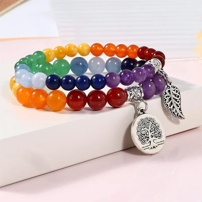 Bracelet Set with Life Tree Leaf Pendants,Tree of Life Bracelet