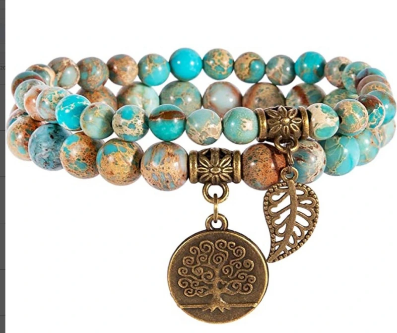 Bracelet Set with Life Tree Leaf Pendants,Tree of Life Bracelet