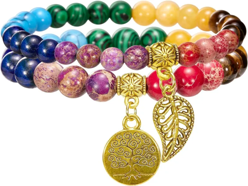 Bracelet Set with Life Tree Leaf Pendants,Tree of Life Bracelet