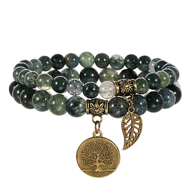 Bracelet Set with Life Tree Leaf Pendants,Tree of Life Bracelet