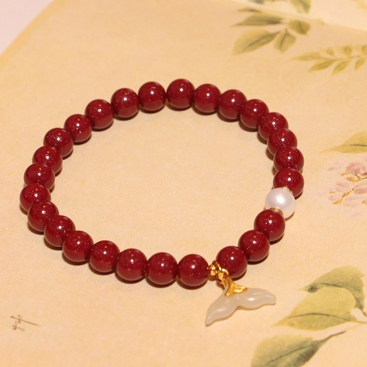 The mermaid's tears, cinnabar and pearl bead bracelets, can help you improve your mood and boost your confidence.