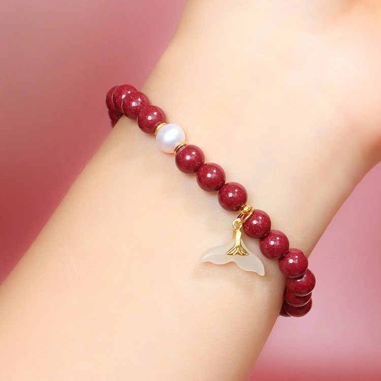 The mermaid's tears, cinnabar and pearl bead bracelets, can help you improve your mood and boost your confidence.