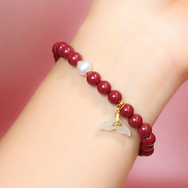 The mermaid's tears, cinnabar and pearl bead bracelets, can help you improve your mood and boost your confidence.