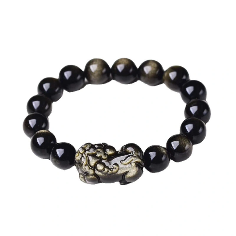 The natural obsidian pixiu bead bracelet can attract wealth and treasures, ward off evil spirits, enhance fortune, stimulate potential and safeguard health.