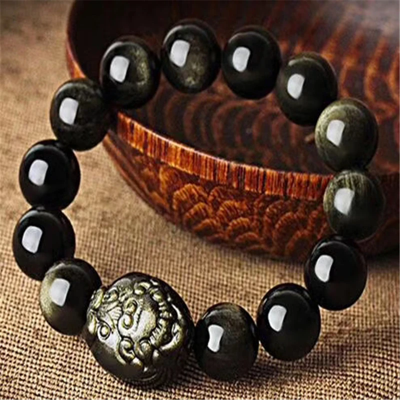 The natural obsidian pixiu bead bracelet can attract wealth and treasures, ward off evil spirits, enhance fortune, stimulate potential and safeguard health.