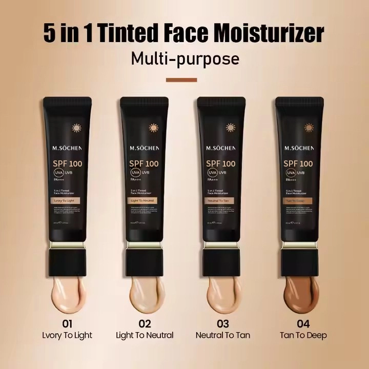 Vegan SPF 100 Face Moisturizer Cream 5 1 Anti-Aging Brightening Whitening UVA UVB Protection Organic Herbal（防晒霜SPF100）