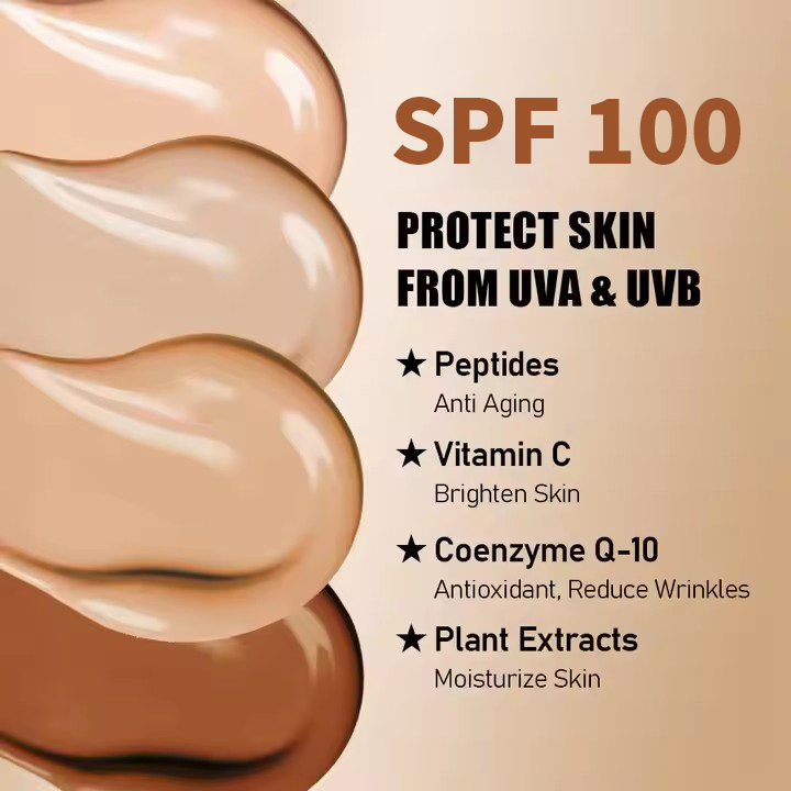 Vegan SPF 100 Face Moisturizer Cream 5 1 Anti-Aging Brightening Whitening UVA UVB Protection Organic Herbal（防晒霜SPF100）