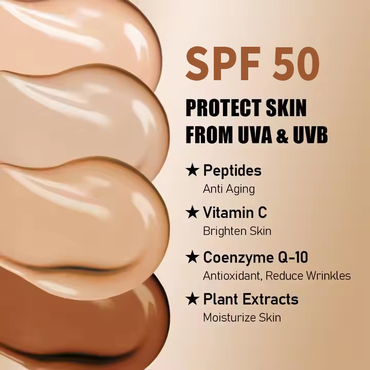 Vegan SPF 45 Face Moisturizer Cream 5 1 Anti-Aging Brightening Whitening UVA UVB Protection Organic Herbal（防晒霜SPF50）