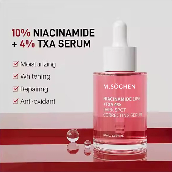 Skin Care Product 10% Niacinamide + 4% Tranexamic Face Serum for Whitening Moisturizing Anti-oxidant Reduce Melanin（美白精华液）