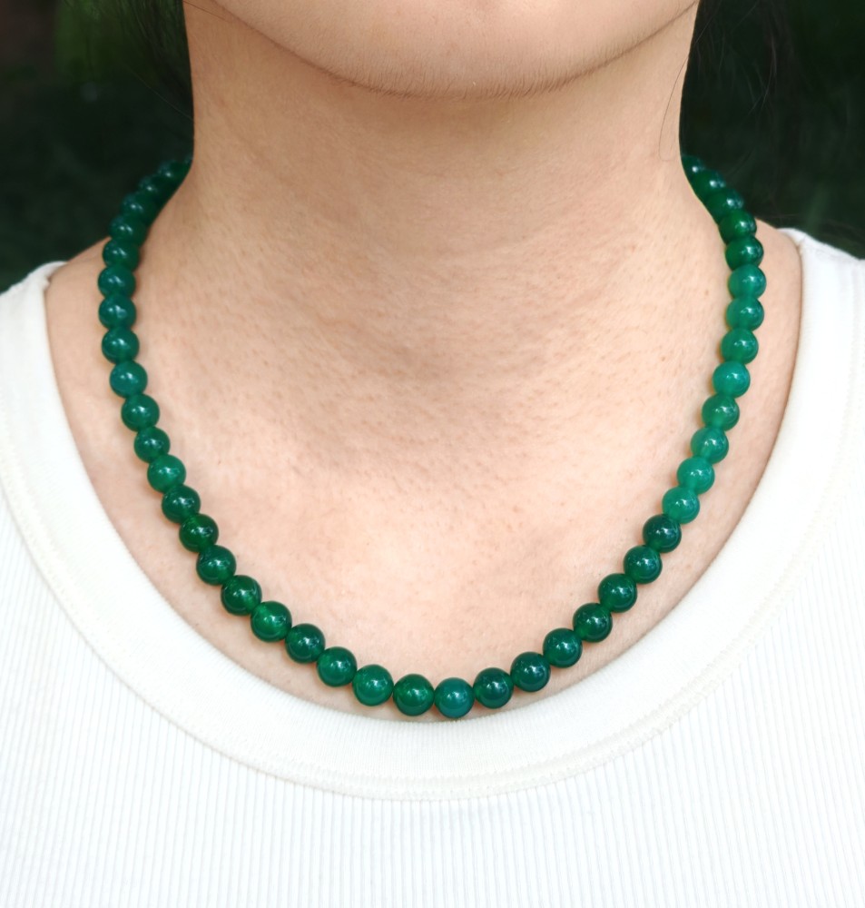 冰透绿玉髓圆珠项链
