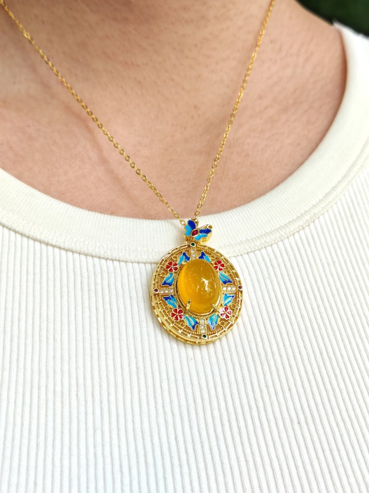 Ice Yellow Chalcedony Pendant