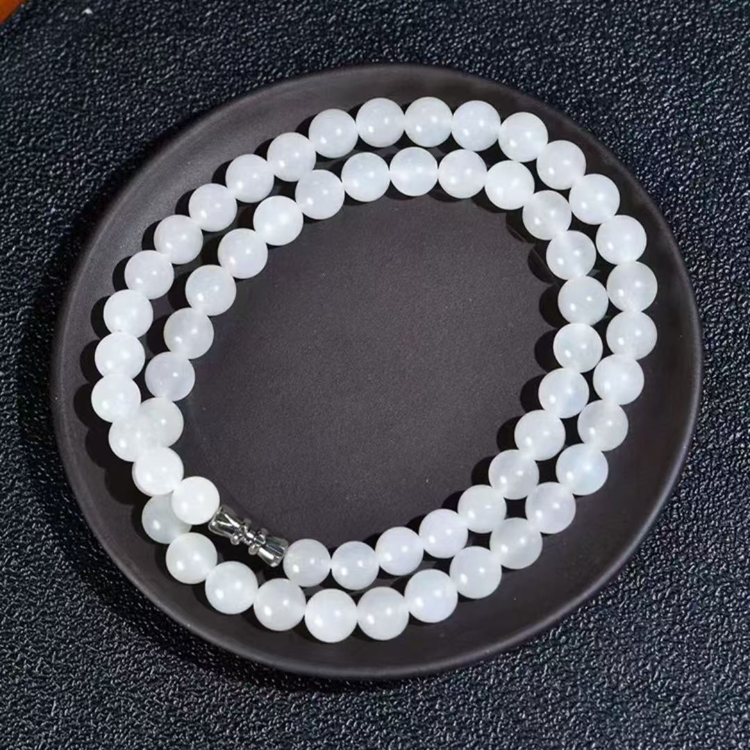 Natural White Jade Bead Necklace