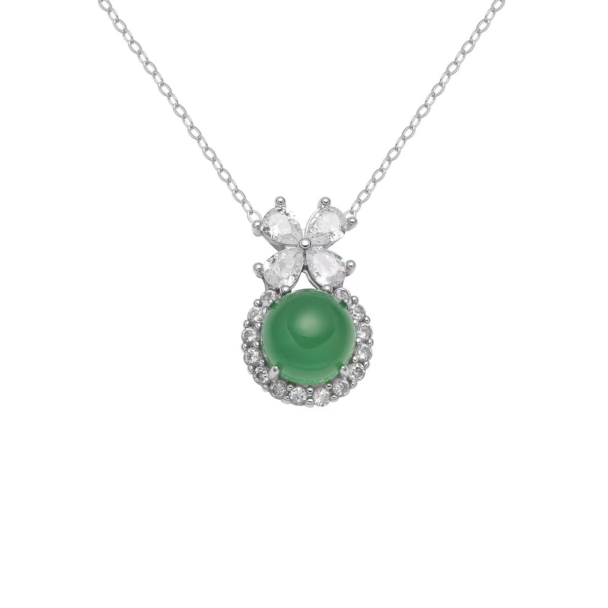 Green Chalcedony Round Cabochon Pendant