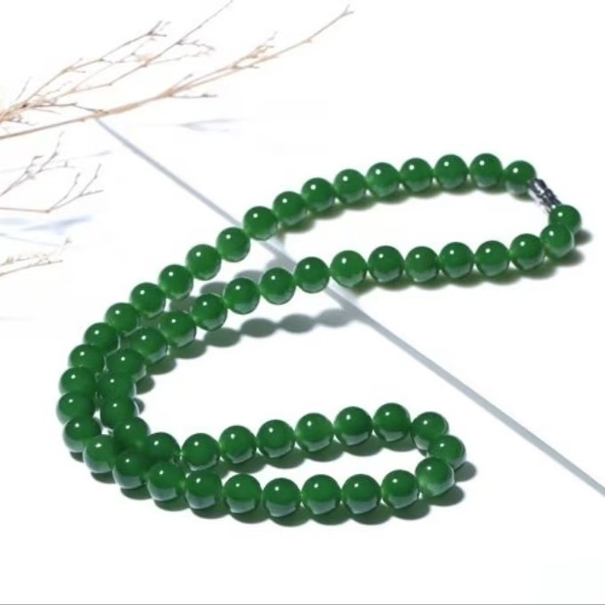 Icy Green Chalcedony Bead Necklace