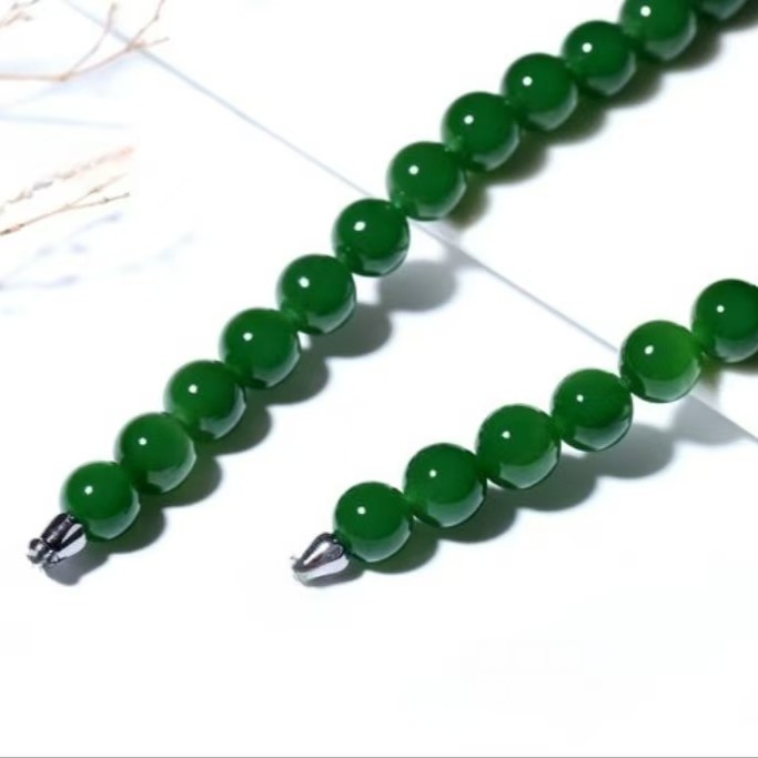 Icy Green Chalcedony Bead Necklace