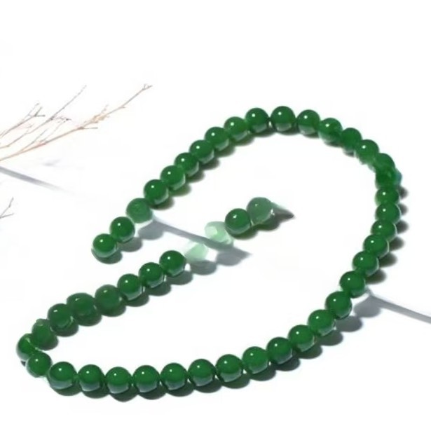 Icy Green Chalcedony Bead Necklace