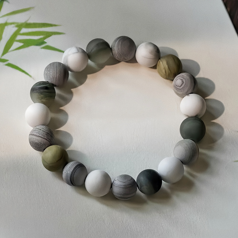 Green Jasper and Howlite Beaded Bracelet