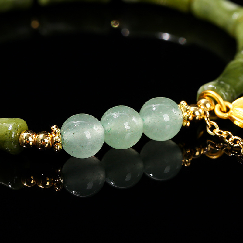 天然南方玉竹节金属竹叶手链