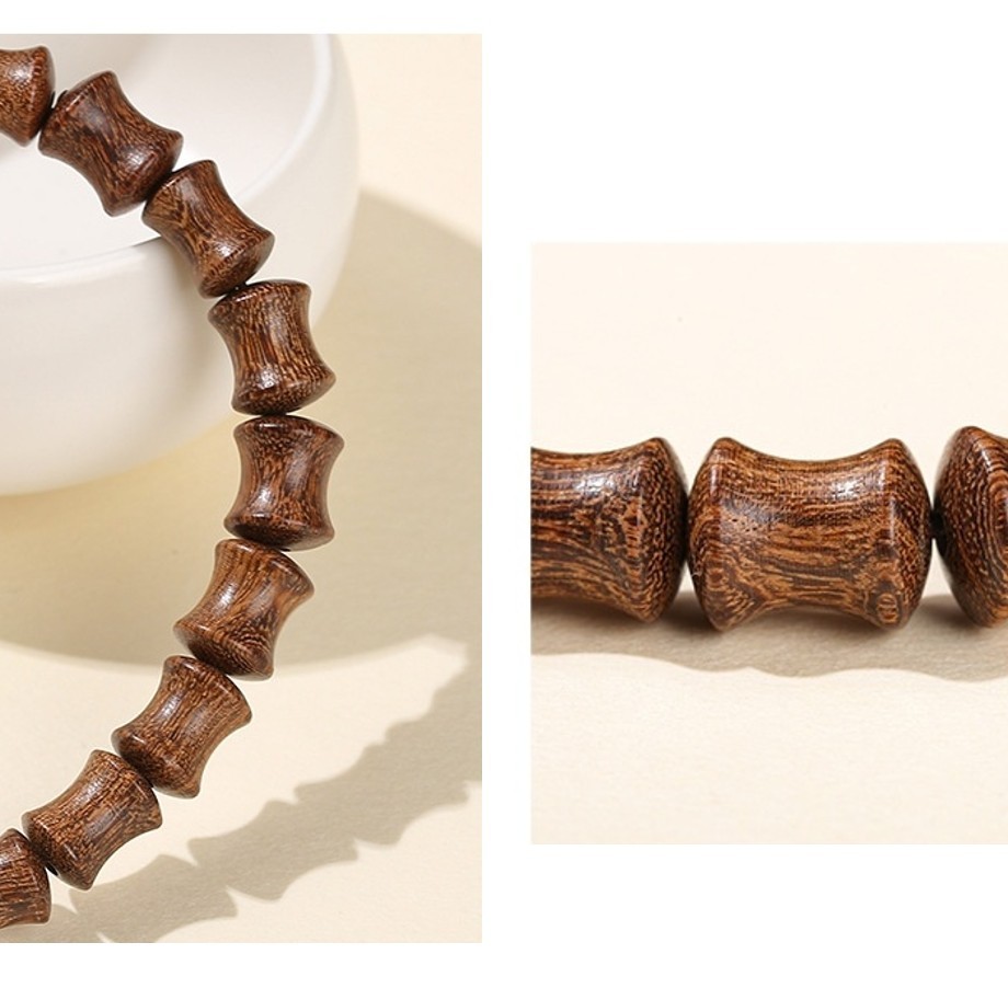 金丝檀木竹节珠手链